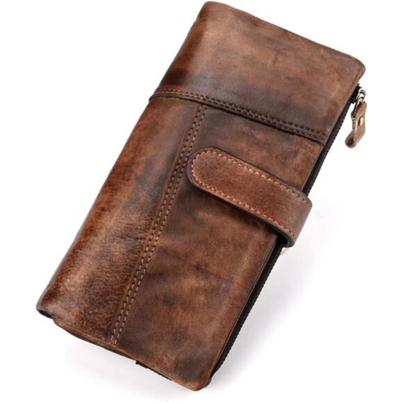 Handbags - Genuine Leather Long Wallet Coffee